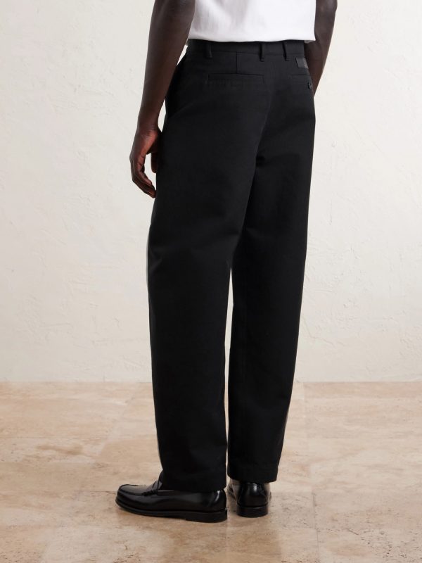 Straight-Leg Cotton-Twill Trousers - BK Straight-Leg Cotton-Twill Trousers - BK