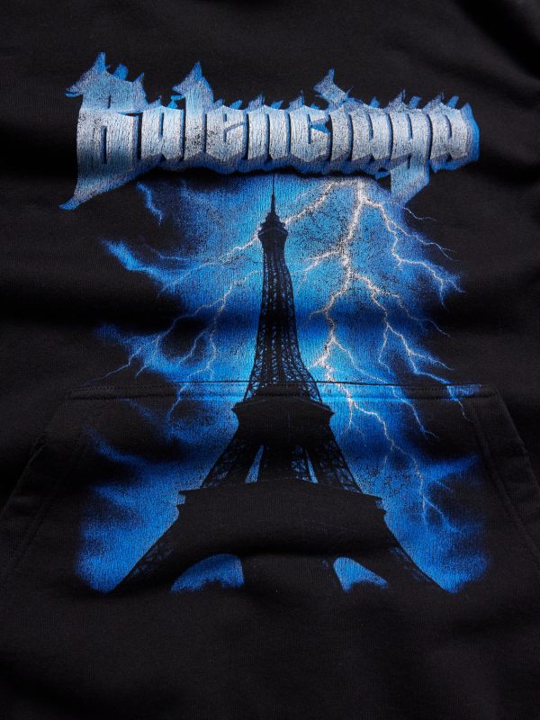 Paris Thunderstorm Distressed Logo-Print Cotton-Jersey Hoodie - CU Paris Thunderstorm Distressed Logo-Print Cotton-Jersey Hoodie - CU