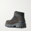 Nubuck-Trimmed Suede Lace-Up Boots - BK