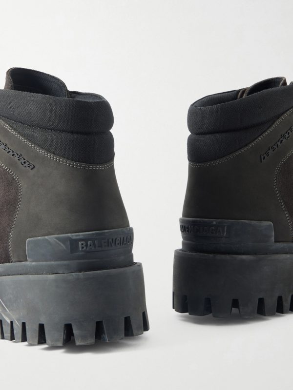 Nubuck-Trimmed Suede Lace-Up Boots - CU