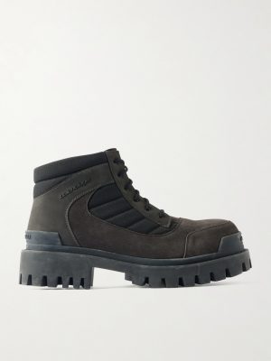 Nubuck-Trimmed Suede Lace-Up Boots Nubuck-Trimmed Suede Lace-Up Boots