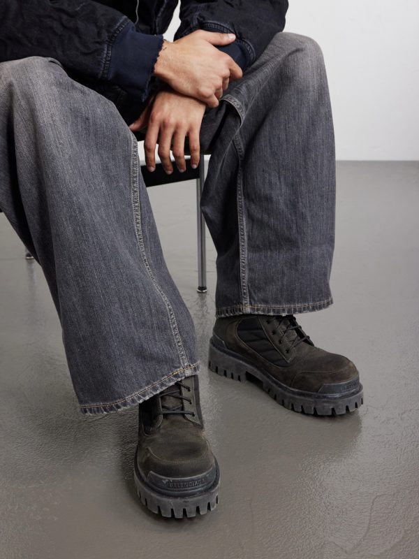Nubuck-Trimmed Suede Lace-Up Boots - OU