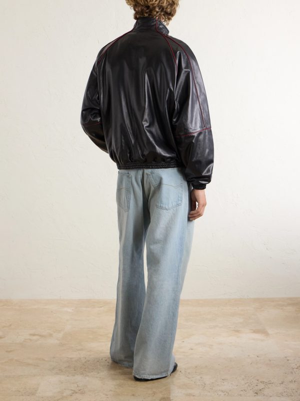 Logo-Embossed Leather Jacket - BK Logo-Embossed Leather Jacket - BK