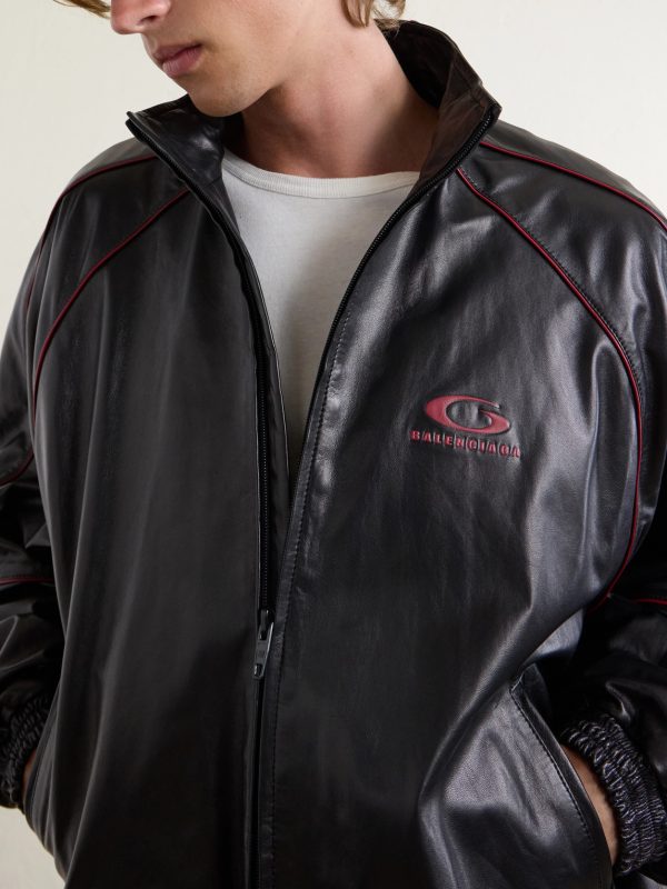Logo-Embossed Leather Jacket - CU Logo-Embossed Leather Jacket - CU