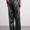 Straight-Leg Logo-Print Leather Sweatpants - BK