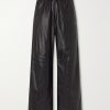 Straight-Leg Logo-Print Leather Sweatpants