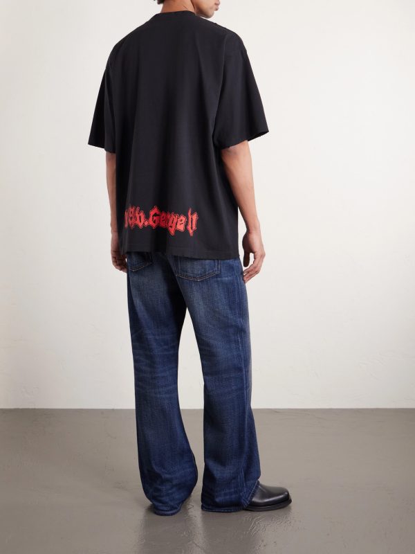 Oversized Logo-Print Cotton-Jersey T-Shirt - BK Oversized Logo-Print Cotton-Jersey T-Shirt - BK
