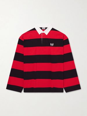 Logo-Embroidered Striped Cotton-Jersey Polo Shirt Logo-Embroidered Striped Cotton-Jersey Polo Shirt