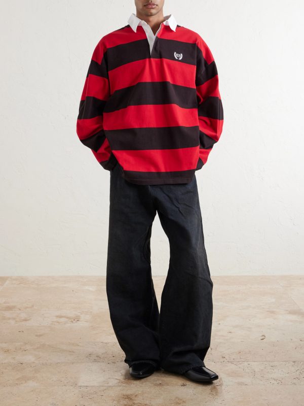 Logo-Embroidered Striped Cotton-Jersey Polo Shirt - OU Logo-Embroidered Striped Cotton-Jersey Polo Shirt - OU