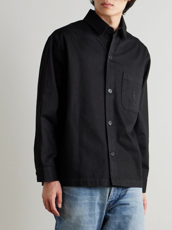 Logo-Embroidered Cotton and Linen-Blend Gabardine Overshirt - FR Logo-Embroidered Cotton and Linen-Blend Gabardine Overshirt - FR