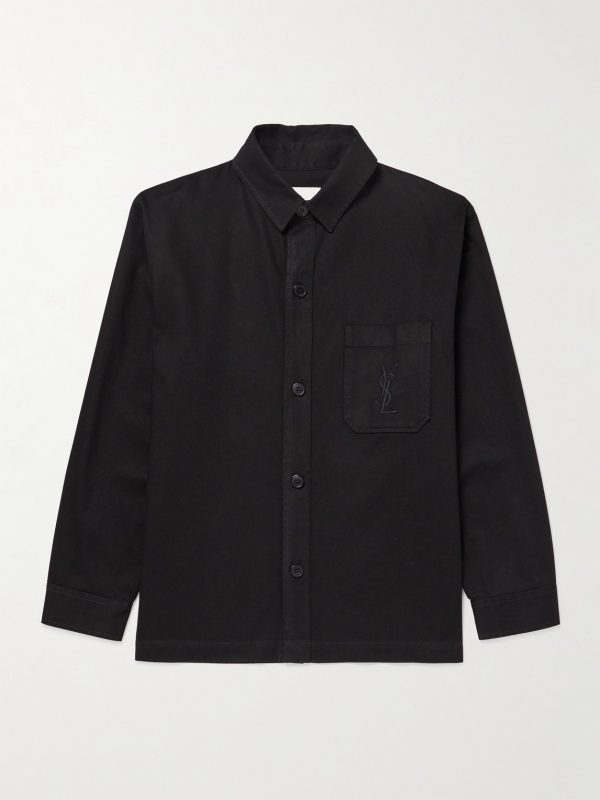Logo-Embroidered Cotton and Linen-Blend Gabardine Overshirt Logo-Embroidered Cotton and Linen-Blend Gabardine Overshirt