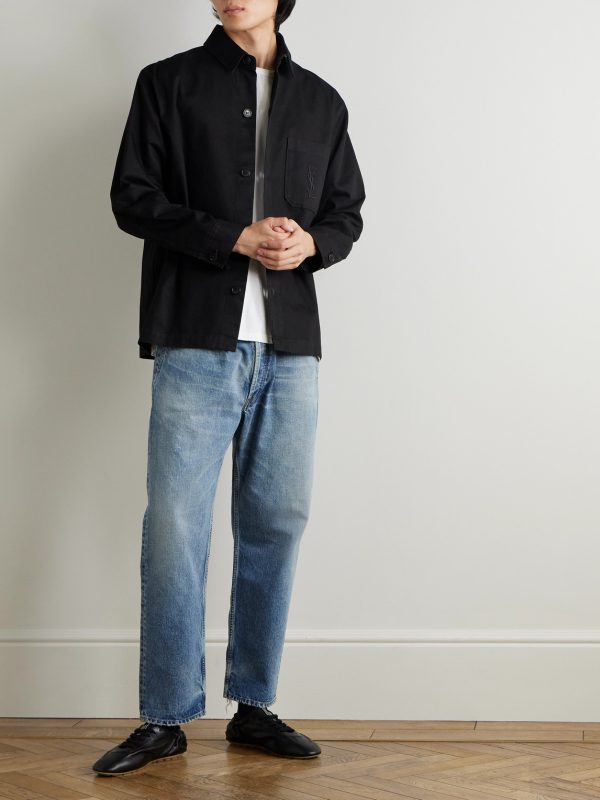 Logo-Embroidered Cotton and Linen-Blend Gabardine Overshirt - OU Logo-Embroidered Cotton and Linen-Blend Gabardine Overshirt - OU