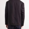 Double-Breasted Virgin Wool-Gabardine Blazer - BK Double-Breasted Virgin Wool-Gabardine Blazer - BK