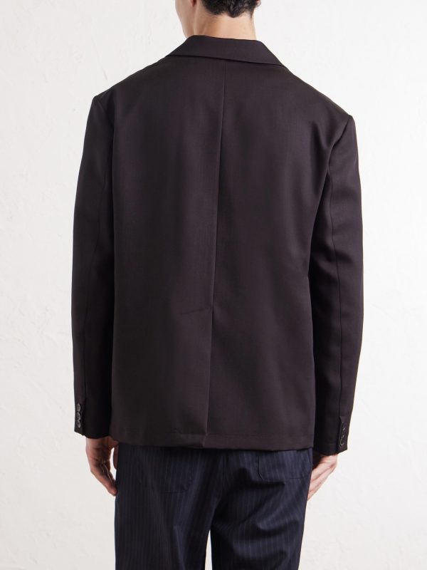 Double-Breasted Virgin Wool-Gabardine Blazer - BK Double-Breasted Virgin Wool-Gabardine Blazer - BK