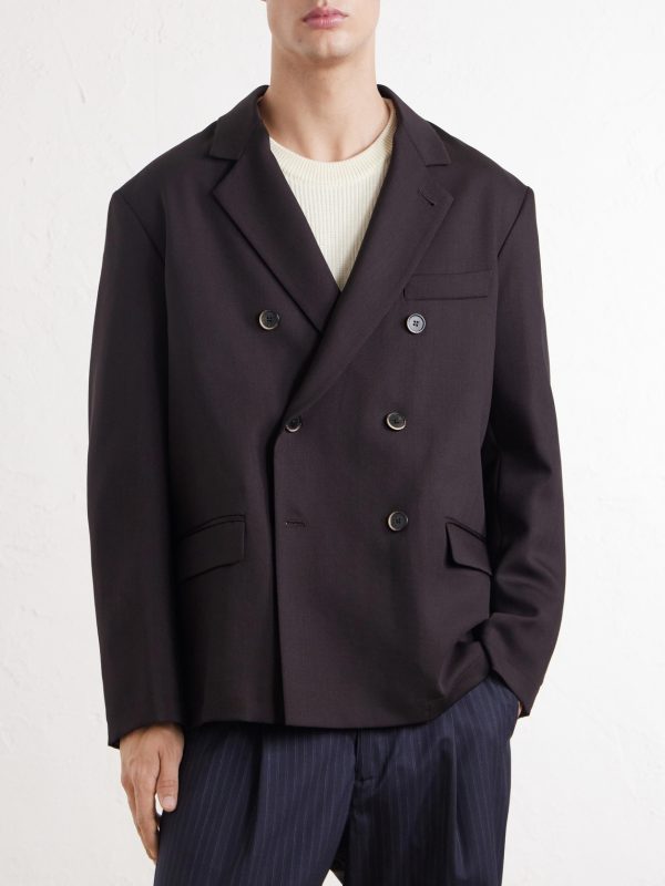 Double-Breasted Virgin Wool-Gabardine Blazer - FR Double-Breasted Virgin Wool-Gabardine Blazer - FR