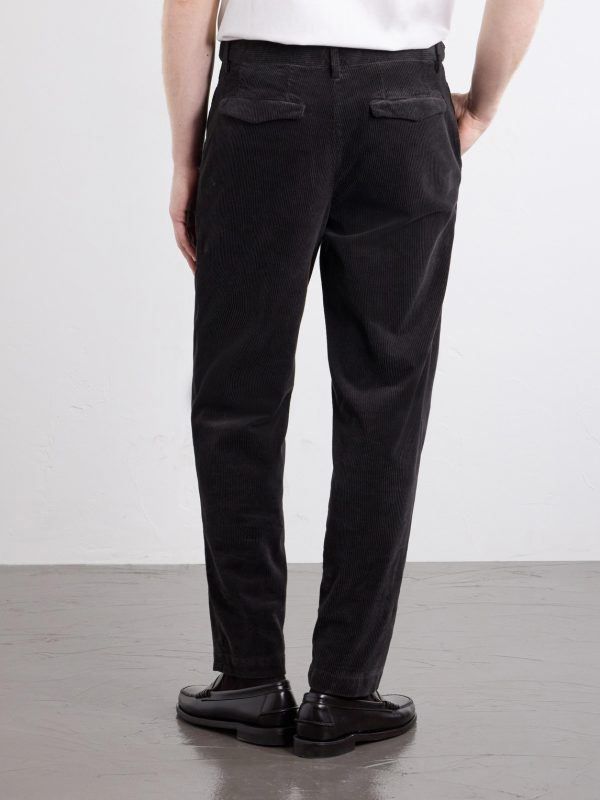 Straight-Leg Pleated Courduroy Trousers - BK Straight-Leg Pleated Courduroy Trousers - BK