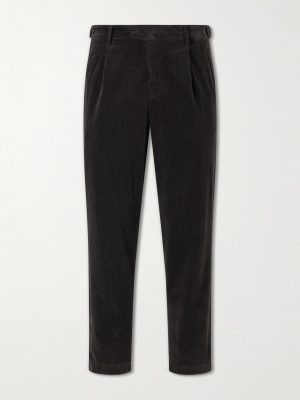 Straight-Leg Pleated Courduroy Trousers