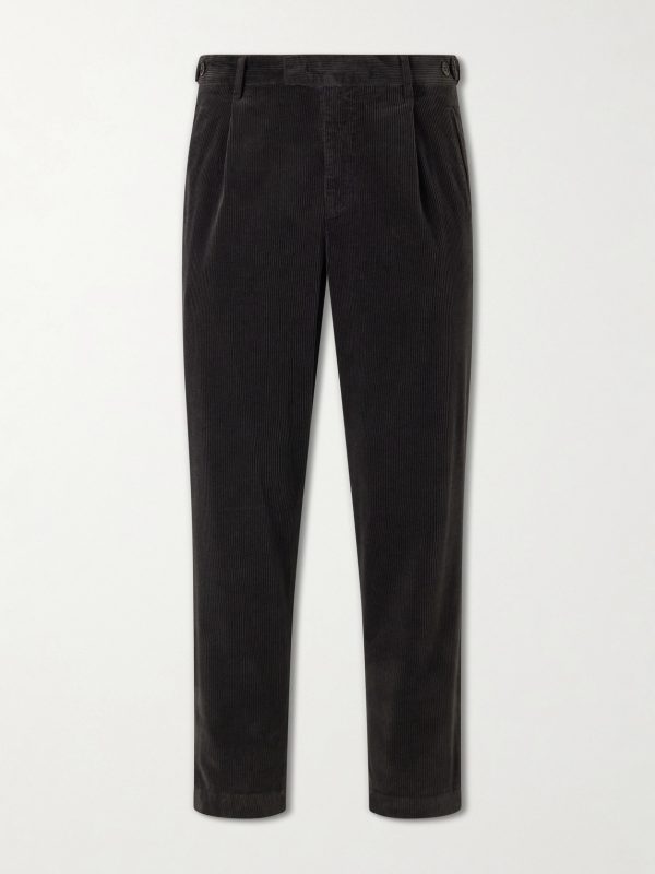 Straight-Leg Pleated Courduroy Trousers Straight-Leg Pleated Courduroy Trousers
