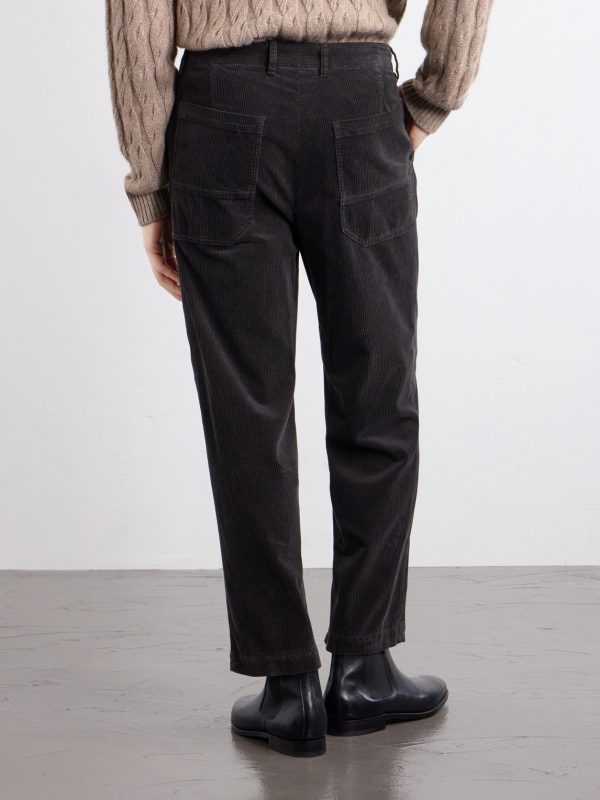 Straight-Leg Pleated Cotton-Blend Corduroy Trousers - BK