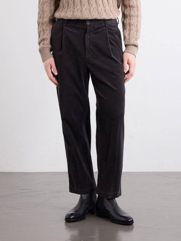 Straight-Leg Pleated Cotton-Blend Corduroy Trousers - FR