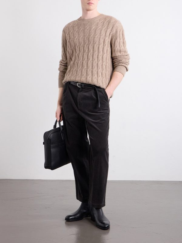 Straight-Leg Pleated Cotton-Blend Corduroy Trousers - OU