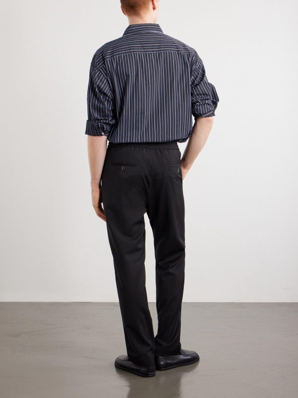Riobarbo Straight-Leg Virgin Wool Drawstring Trousers - BK Riobarbo Straight-Leg Virgin Wool Drawstring Trousers - BK