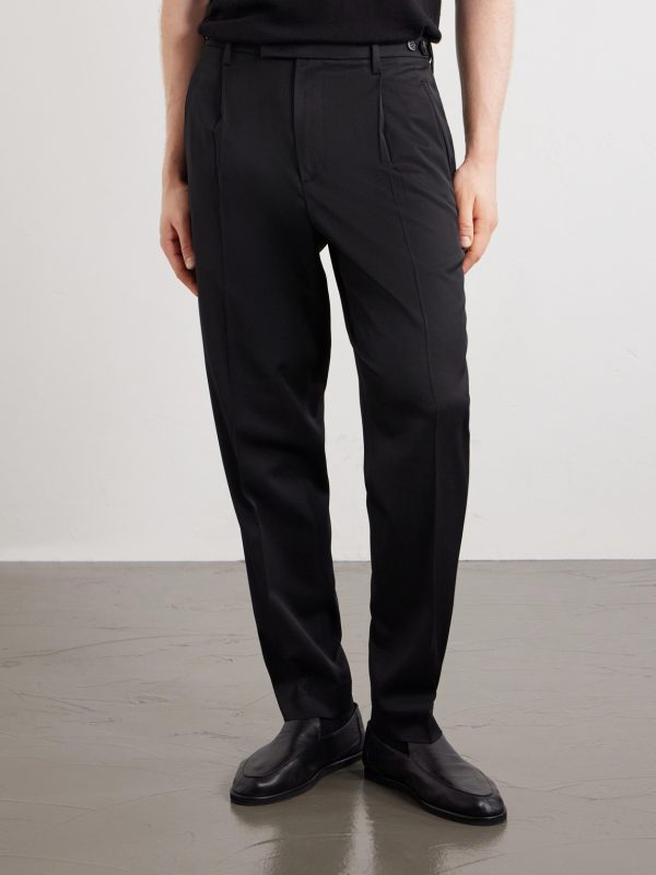 Straight-Leg Pleated Wool-Blend Gabardine Trousers - FR Straight-Leg Pleated Wool-Blend Gabardine Trousers - FR