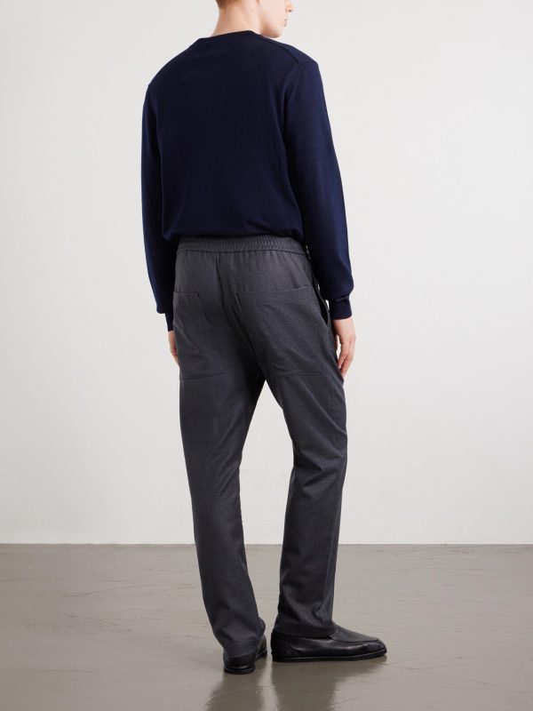 Bativoga Straight-Leg Wool-Blend Drawstring Trousers - BK Bativoga Straight-Leg Wool-Blend Drawstring Trousers - BK