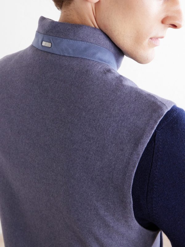 Leather Trimmed Silk and Cashmere-Blend Vest - E1 Leather Trimmed Silk and Cashmere-Blend Vest - E1