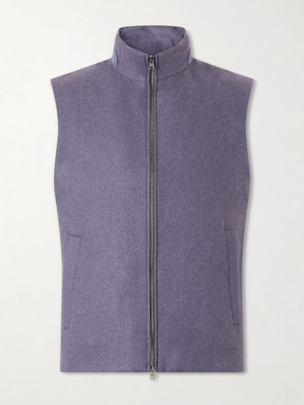 Leather Trimmed Silk and Cashmere-Blend Vest Leather Trimmed Silk and Cashmere-Blend Vest