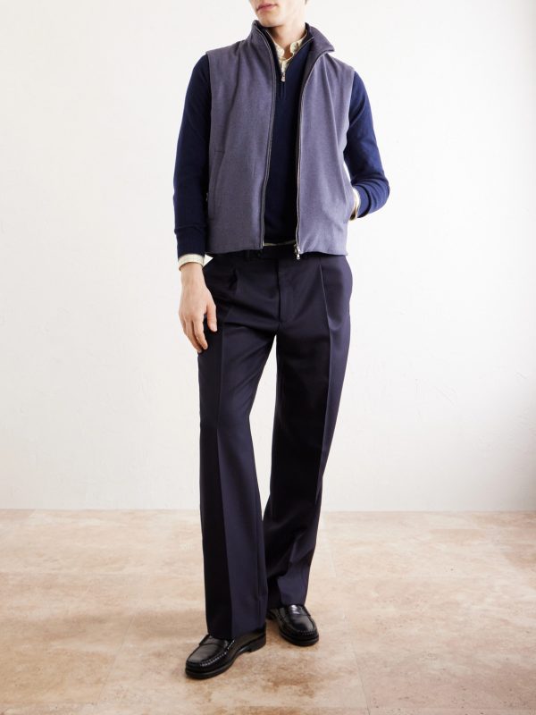 Leather Trimmed Silk and Cashmere-Blend Vest - OU Leather Trimmed Silk and Cashmere-Blend Vest - OU
