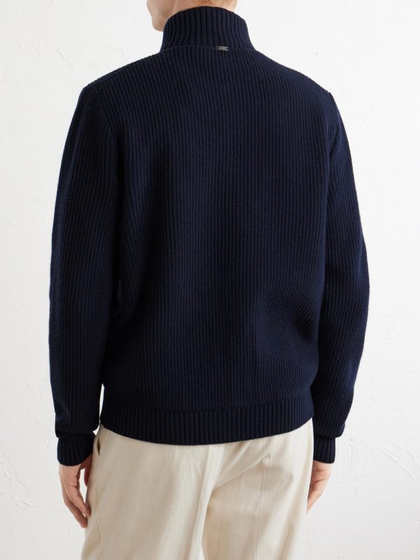 Wool Zip-Up Cardigan - BK Wool Zip-Up Cardigan - BK