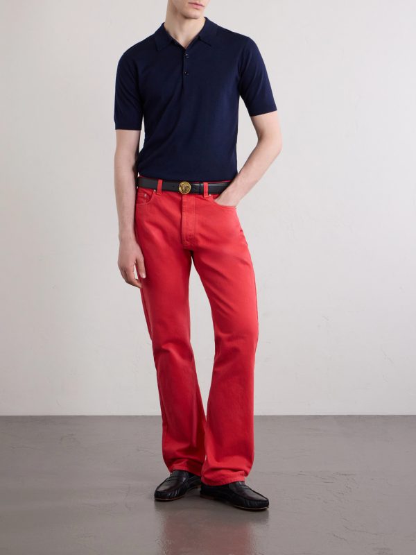 Straight-Leg Logo-Appliquéd Jeans - OU Straight-Leg Logo-Appliquéd Jeans - OU