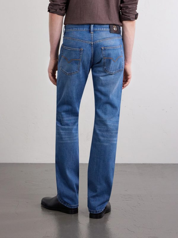 Straight-Leg Logo-Appliquéd Jeans - BK Straight-Leg Logo-Appliquéd Jeans - BK