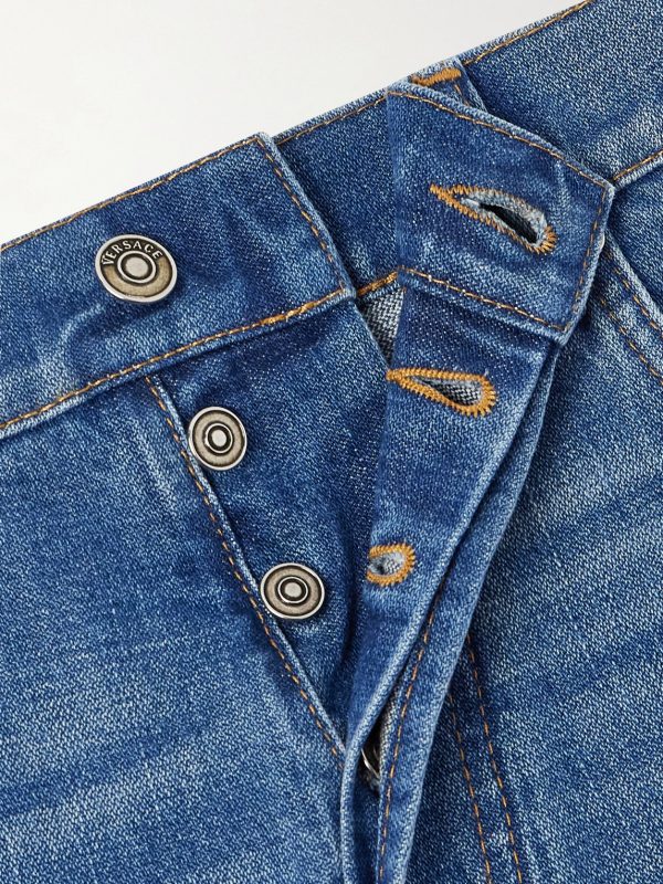 Straight-Leg Logo-Appliquéd Jeans - E1 Straight-Leg Logo-Appliquéd Jeans - E1