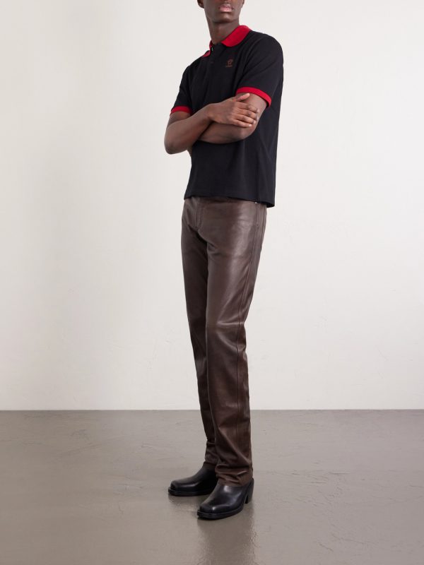 Straight-Leg Leather Trousers - OU Straight-Leg Leather Trousers - OU