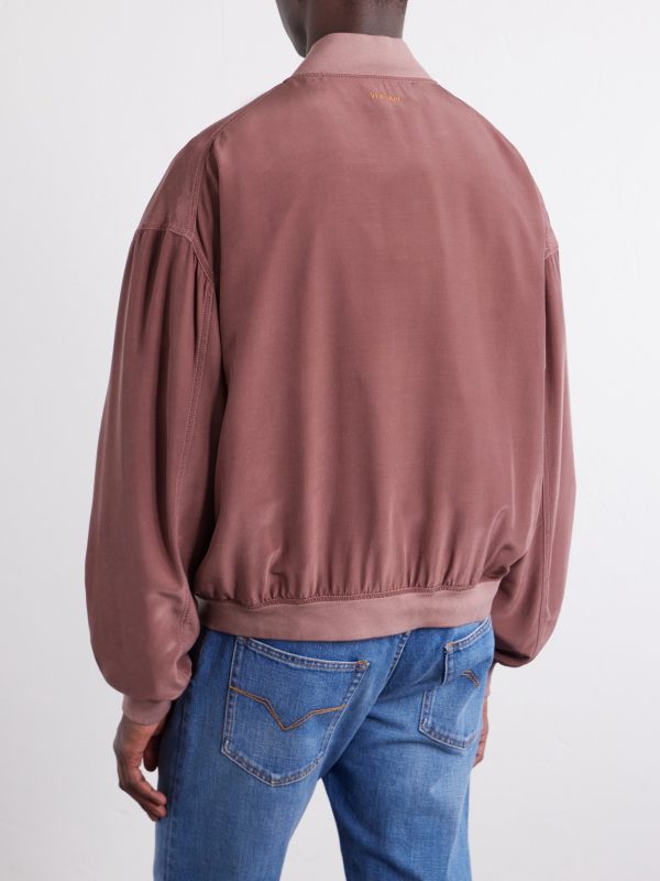 Ribbed Knit-Trimmed Silk-Poplin Blouson Jacket - BK Ribbed Knit-Trimmed Silk-Poplin Blouson Jacket - BK