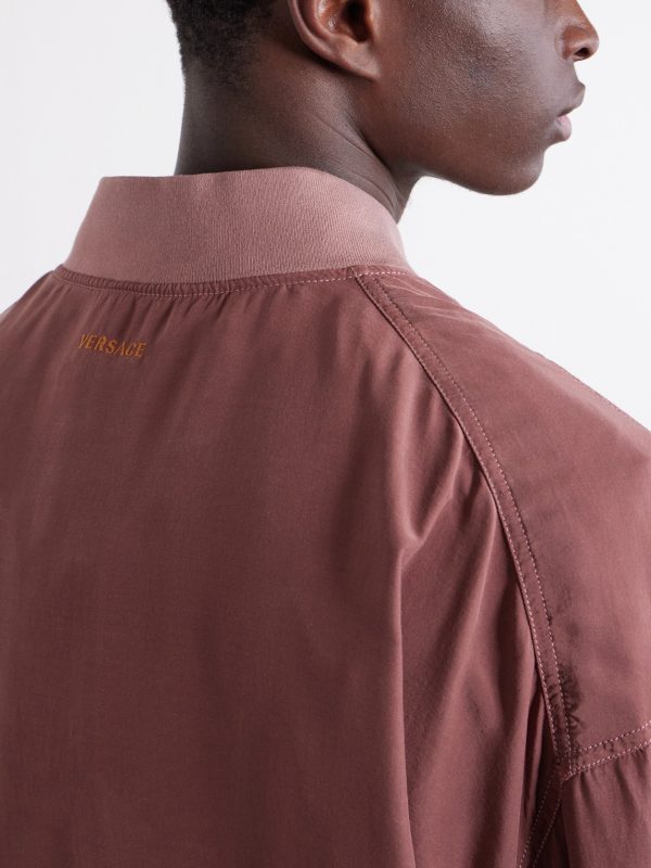 Ribbed Knit-Trimmed Silk-Poplin Blouson Jacket - CU Ribbed Knit-Trimmed Silk-Poplin Blouson Jacket - CU