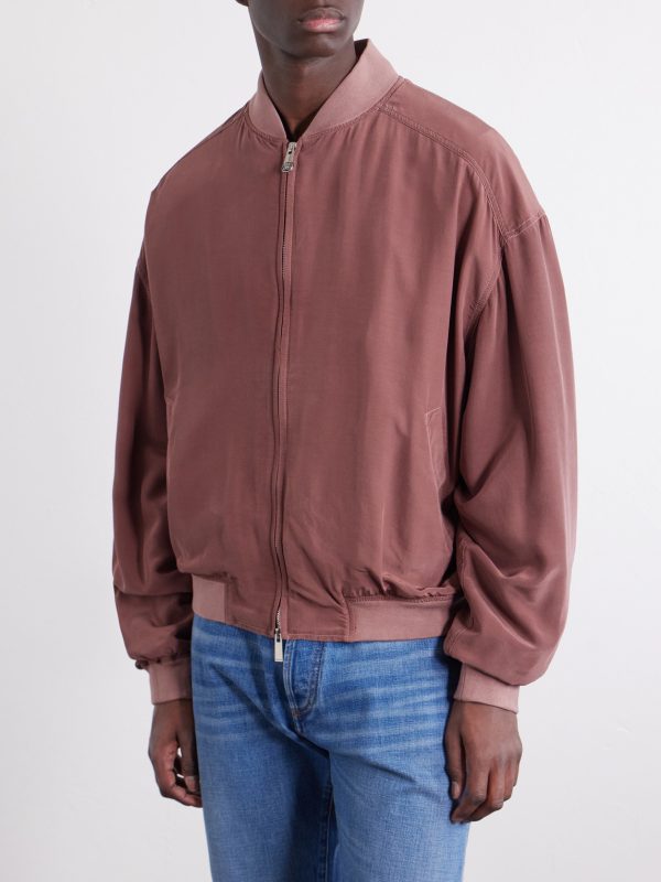 Ribbed Knit-Trimmed Silk-Poplin Blouson Jacket - FR Ribbed Knit-Trimmed Silk-Poplin Blouson Jacket - FR