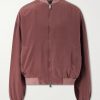 Ribbed Knit-Trimmed Silk-Poplin Blouson Jacket Ribbed Knit-Trimmed Silk-Poplin Blouson Jacket