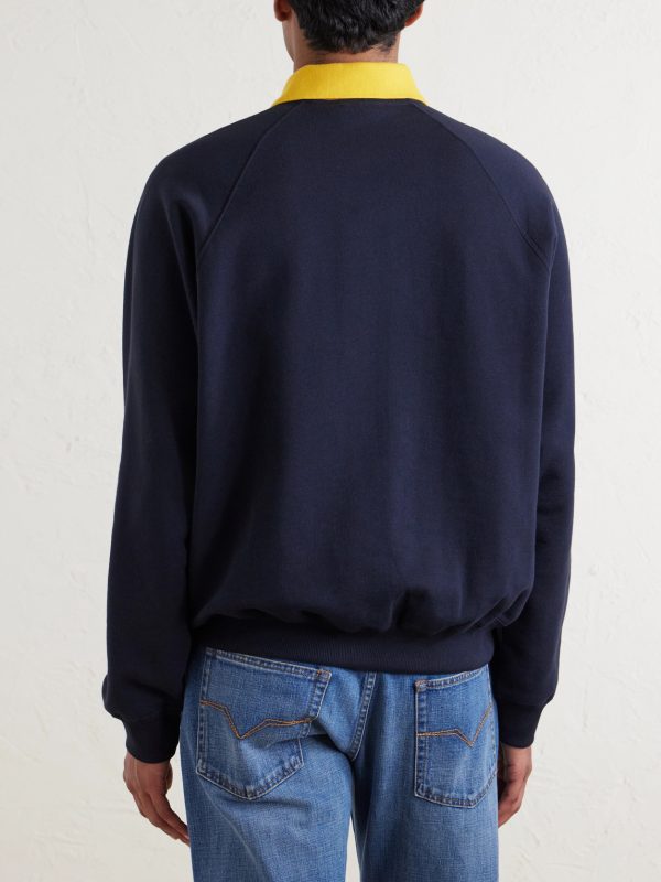 Logo-Embroidered Cotton-Jersey Polo Sweatshirt - BK