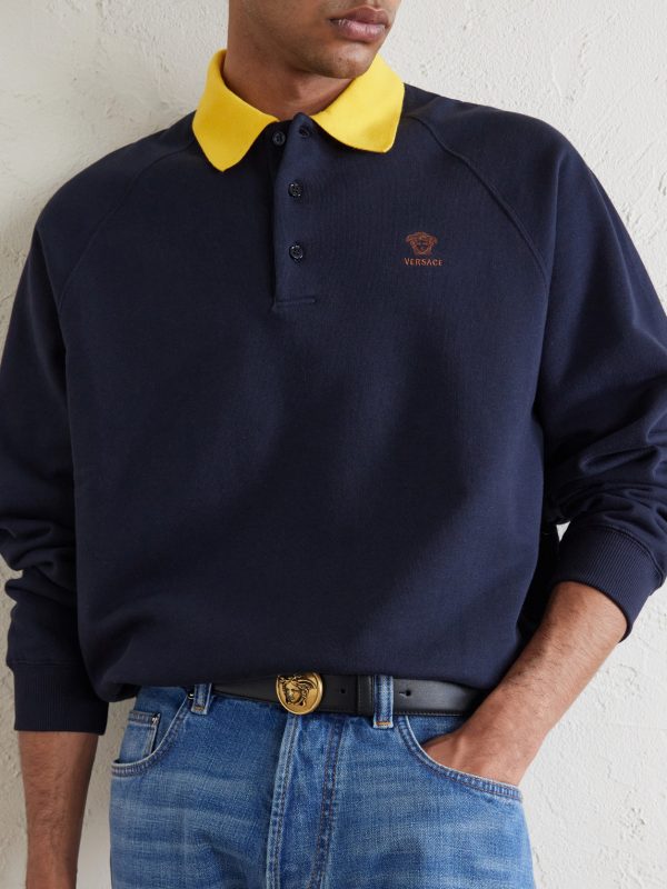 Logo-Embroidered Cotton-Jersey Polo Sweatshirt - CU