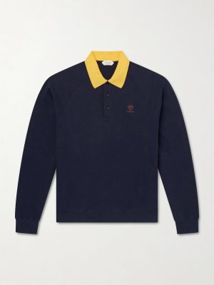 Logo-Embroidered Cotton-Jersey Polo Sweatshirt Logo-Embroidered Cotton-Jersey Polo Sweatshirt