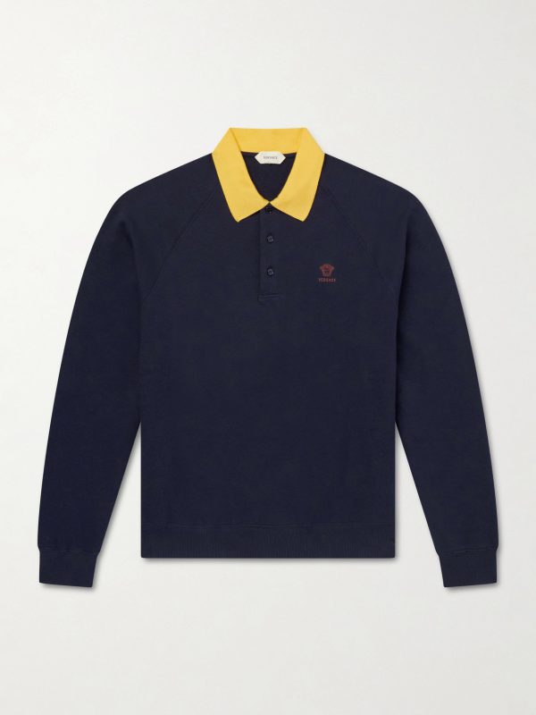 Logo-Embroidered Cotton-Jersey Polo Sweatshirt