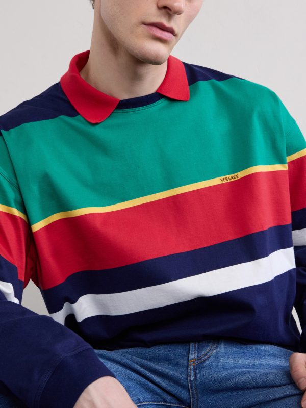 Logo-Embroidered Striped Cotton-Jersey Sweatshirt - CU
