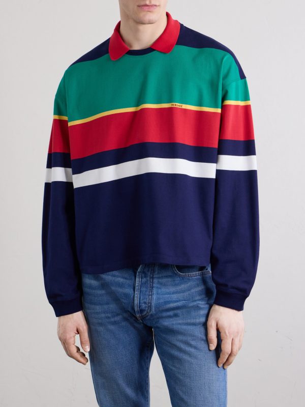 Logo-Embroidered Striped Cotton-Jersey Sweatshirt - FR