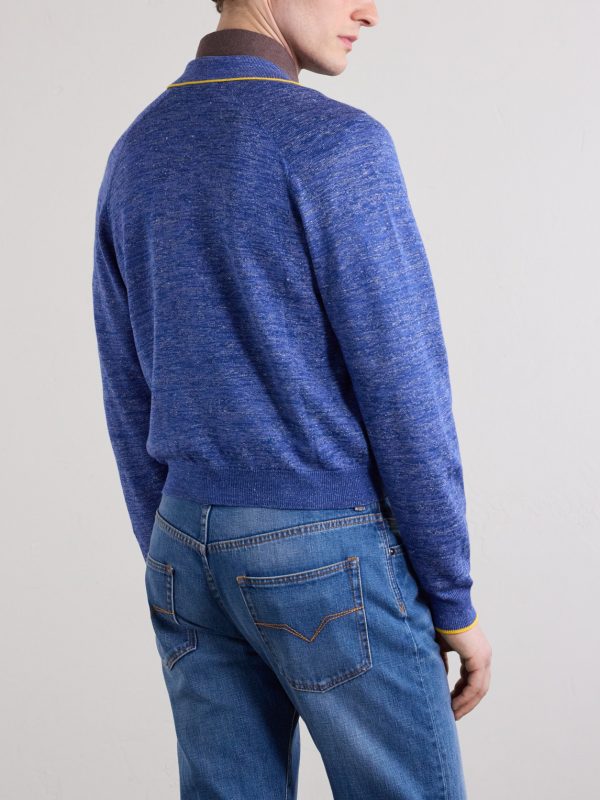 Mouliné Zip-Up Cardigan - BK