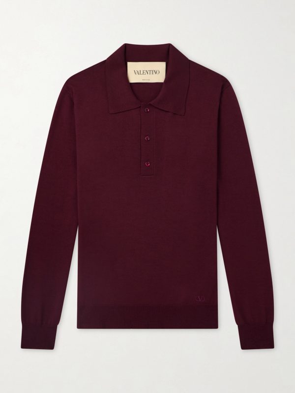 Logo-Embroidered Virgin Wool Polo Shirt