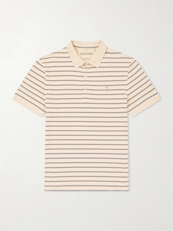 VLogo Striped Cotton-Piqué Polo Shirt VLogo Striped Cotton-Piqué Polo Shirt