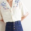 Camp-Collar Embroidered Linen Shirt - CU